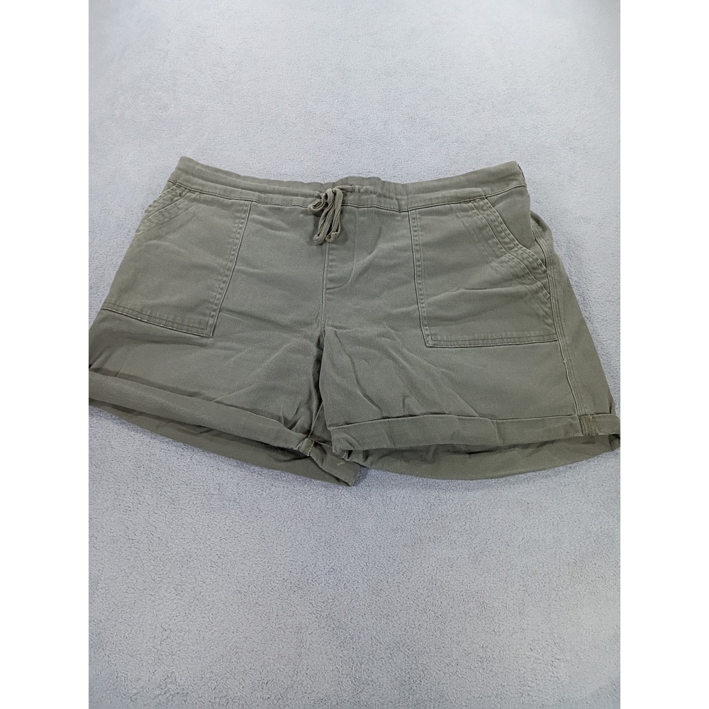 Como Vintage Womens Utility Shorts Olive Green L Drawstring Waist